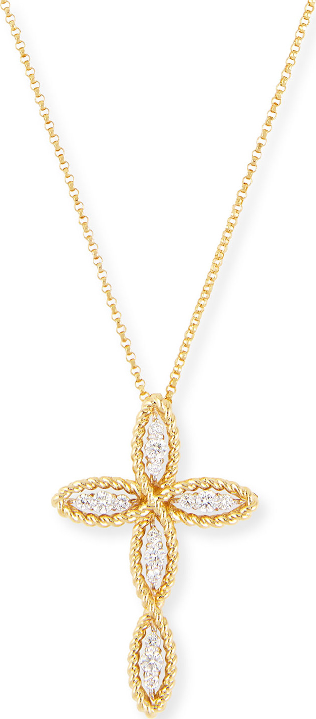 Roberto Coin Barocco 18k Gold Diamond Cross Necklace