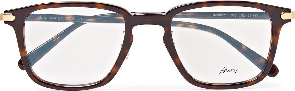 Brioni Square-Frame Tortoiseshell Acetate Optical Glasses