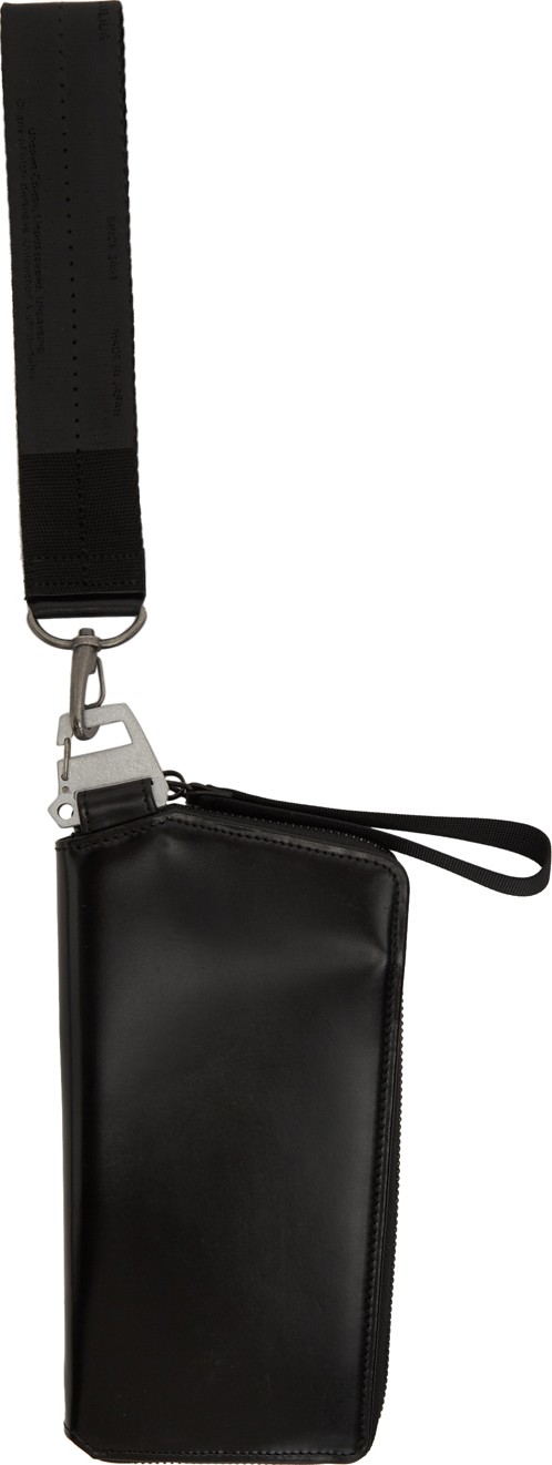 Julius Black Leather Zip-Up Wallet