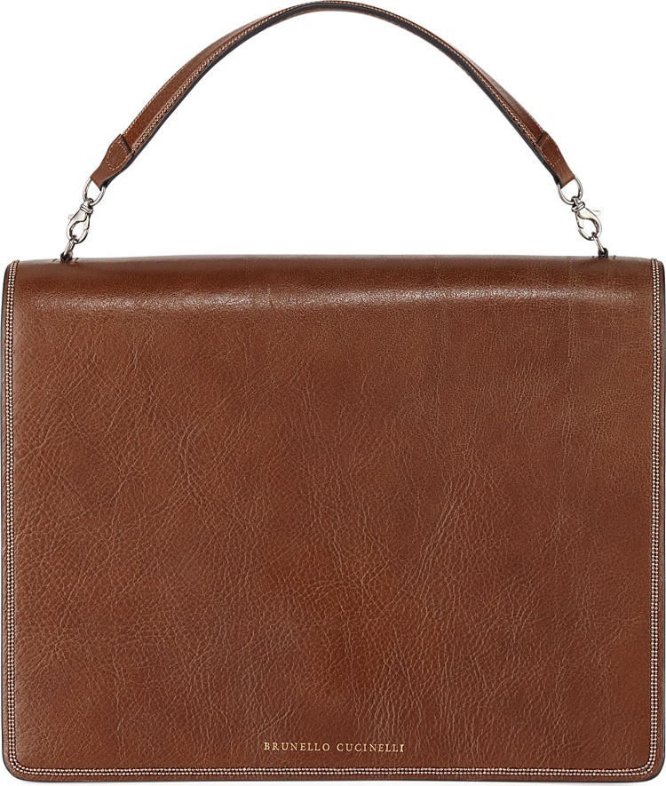 Brunello Cucinelli Leather Top-Handle Crossbody Bag