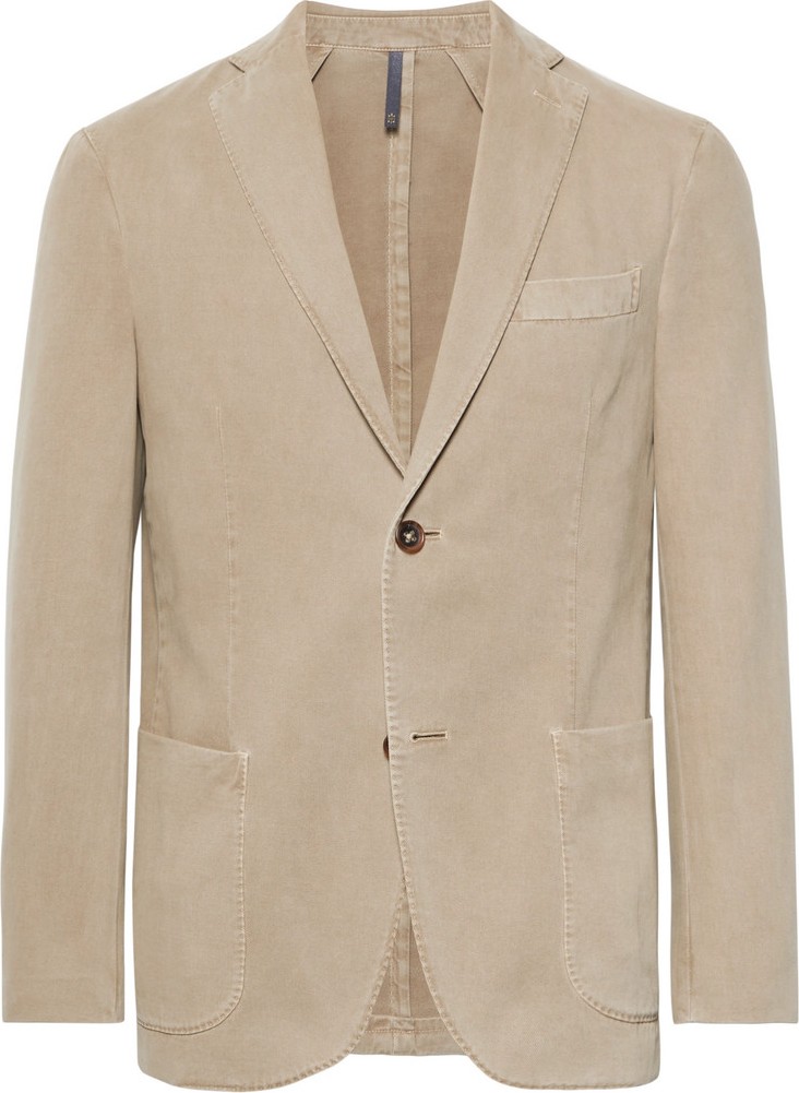 Incotex Beige Garment-Dyed Cotton and Cashmere-Blend Twill Blazer