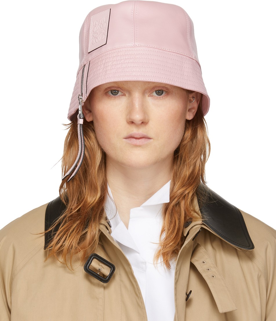 LOEWE Pink Leather Bucket Hat