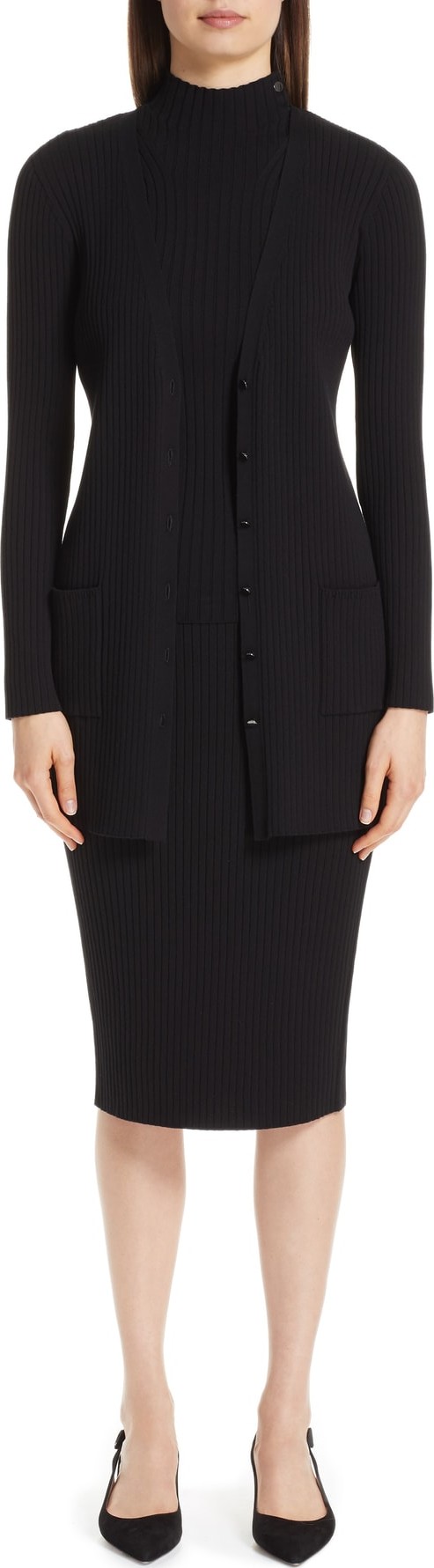 St. John Flat Rib Knit Cardigan