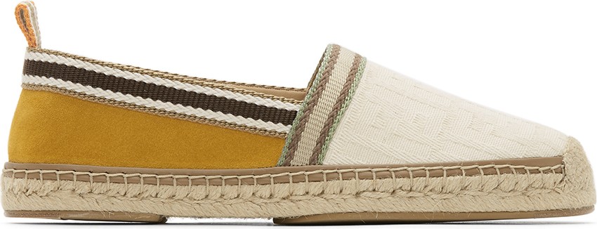 Fendi White & Yellow Canvas Espadrilles