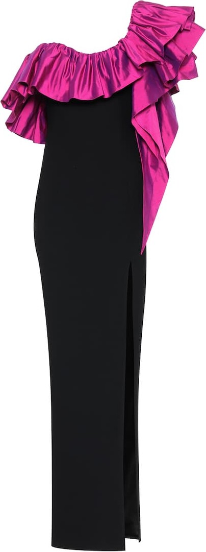 Rasario Satin-trimmed gown