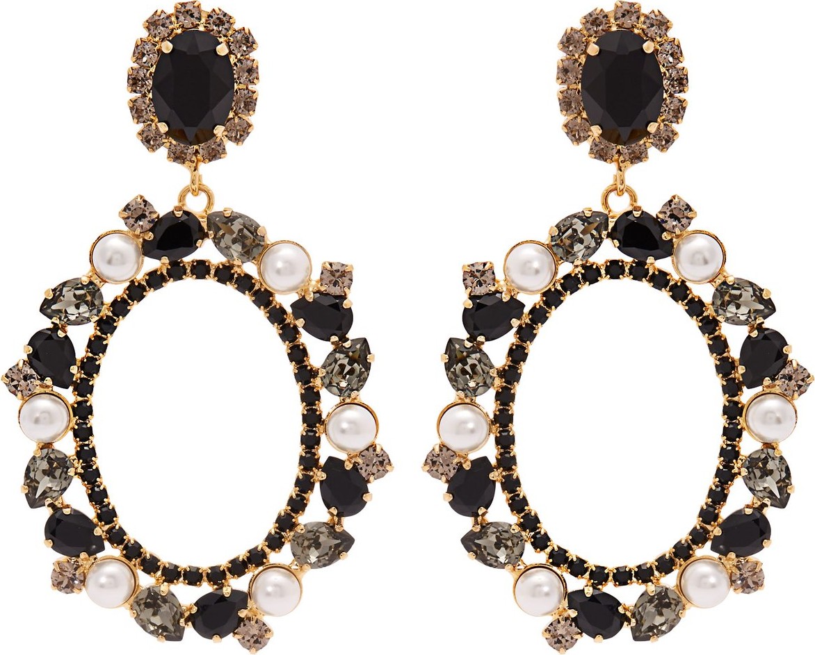 Erdem Crystal and pearl-embellished lace-drop earrings