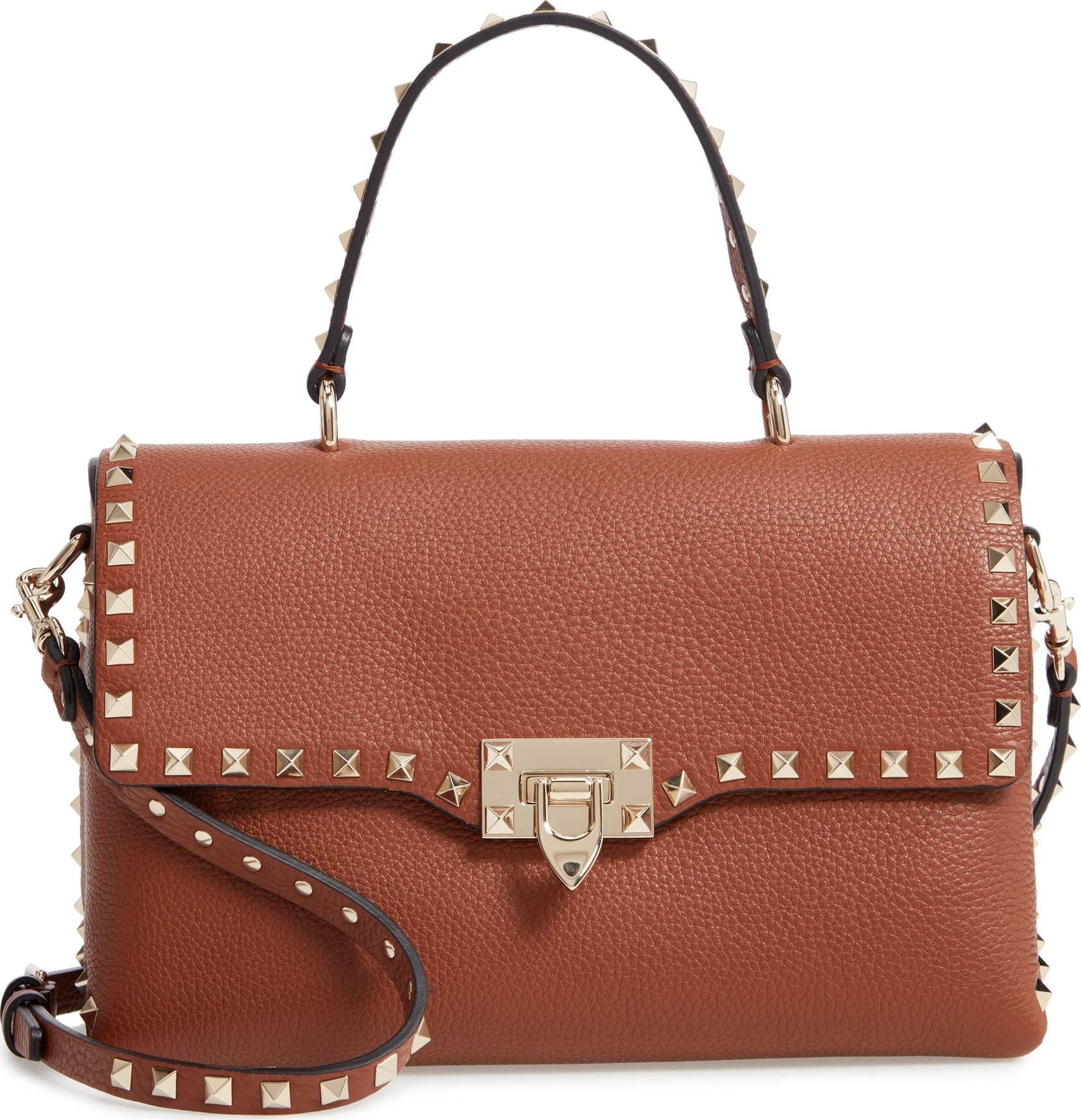 Valentino Rockstud Leather Top Handle Bag