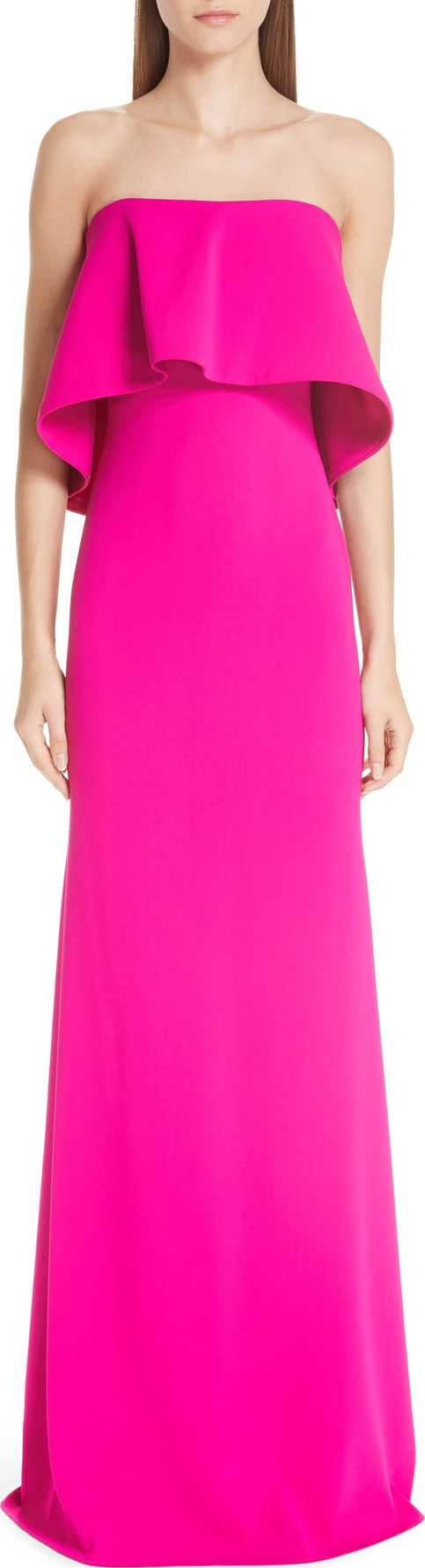 Badgley Mischka Strapless Popover Column Gown