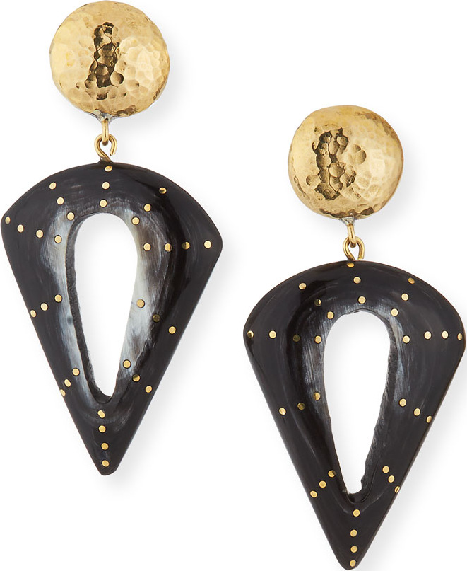Ashley Pittman Kuu Dark Horn Drop Earrings