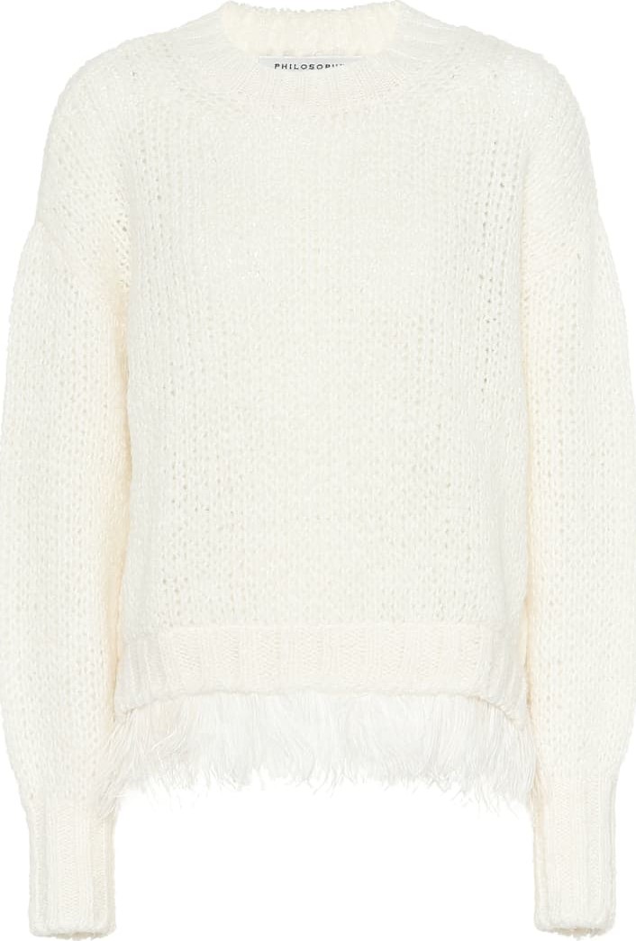 Philosophy Di Lorenzo Serafini Feather-trimmed wool-blend sweater