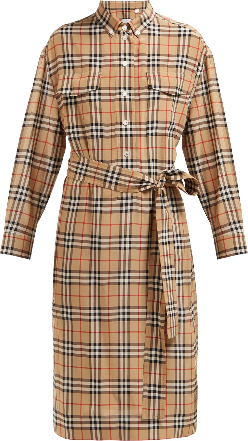 Burberry London England House-check silk shirtdress
