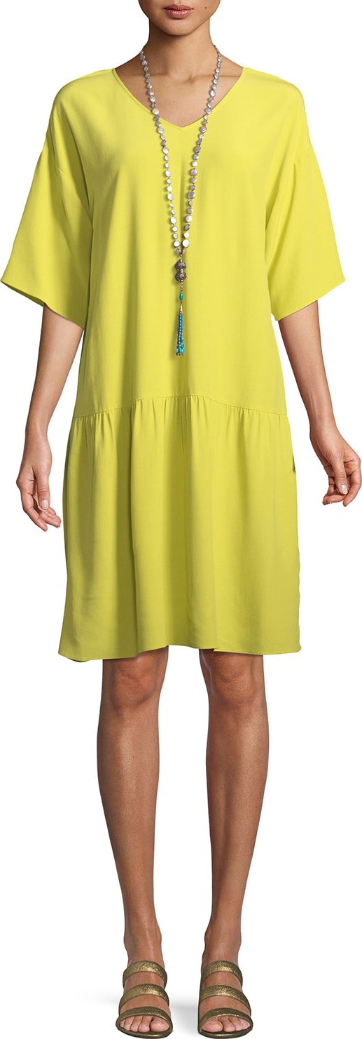 Eileen Fisher Viscose-Crepe Drop-Waist Dress