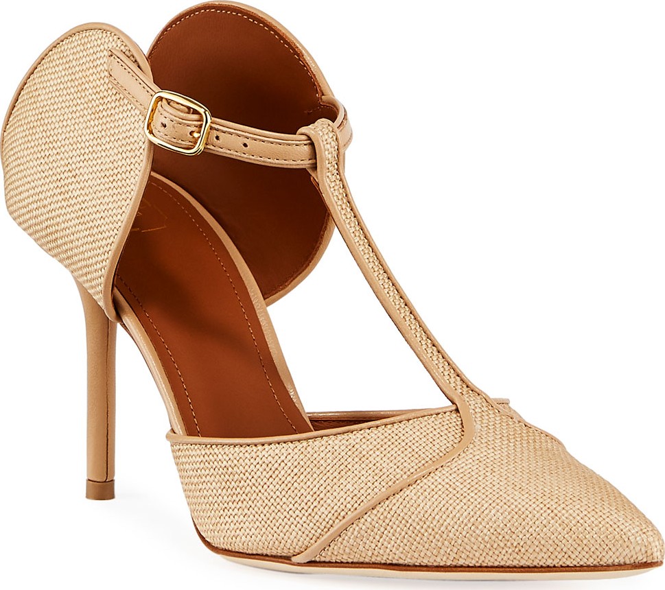 Malone Souliers Raffia T-Strap Woven Mules Malone Souliers Raffia T-Strap Woven Mules