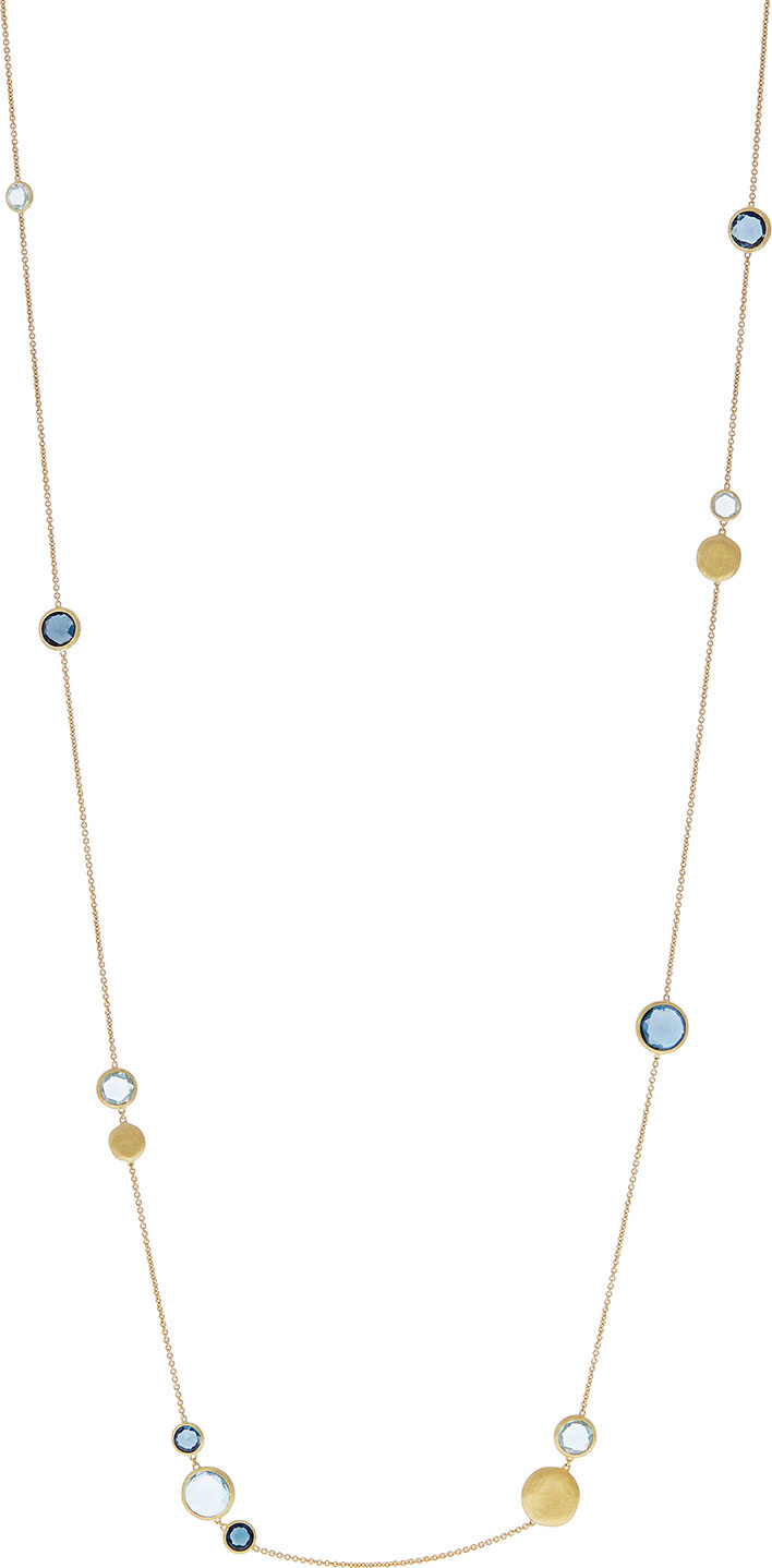 Marco Bicego 18k Jaipur Blue Topaz Station Necklace, 36"L