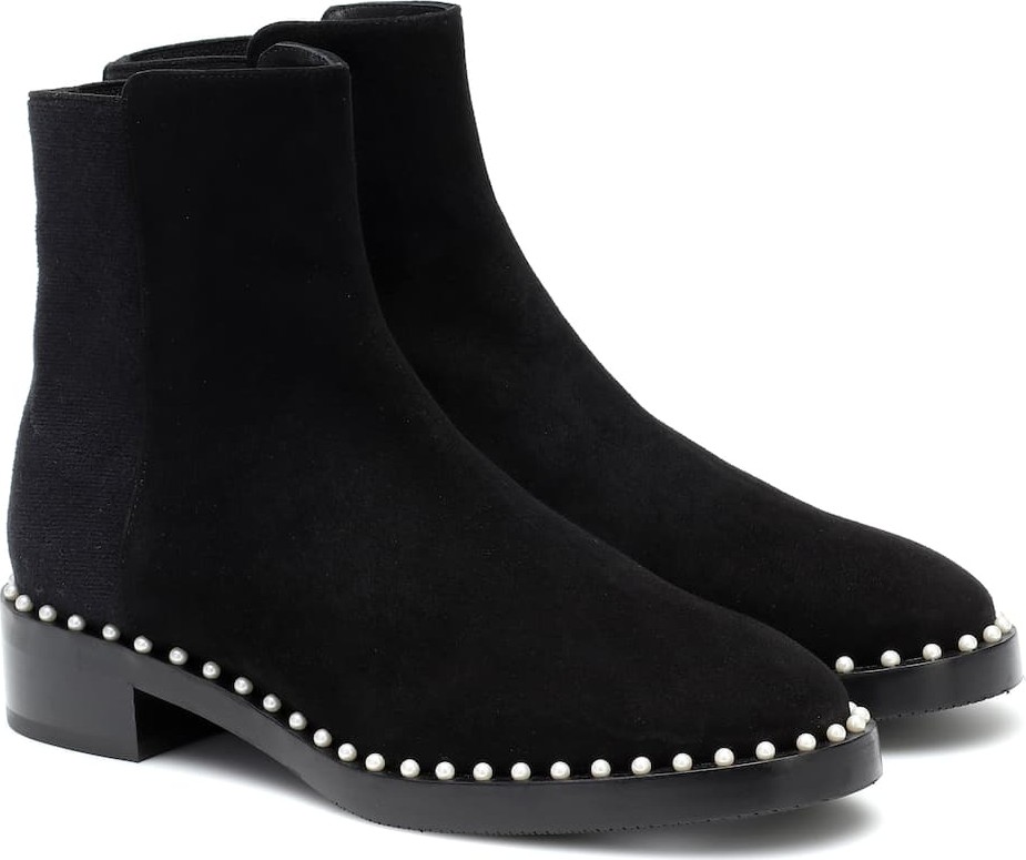 Stuart Weitzman Easyon Pearl suede ankle boots