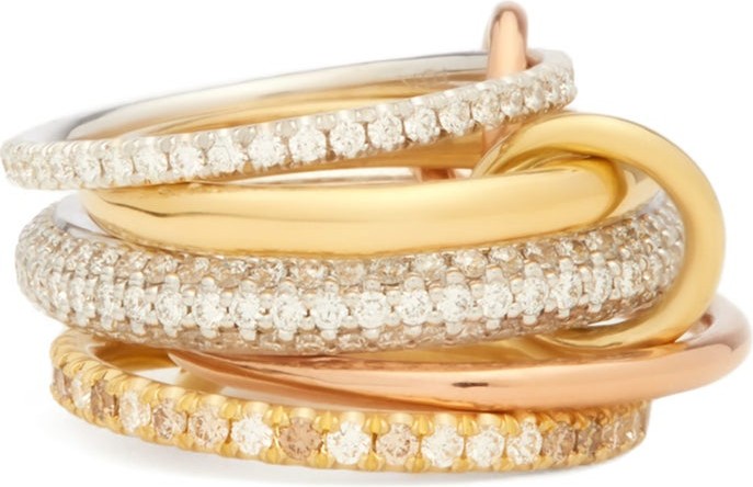 Spinelli Kilcollin Leo Blanc Galaxy diamond & 18kt gold stacked ring