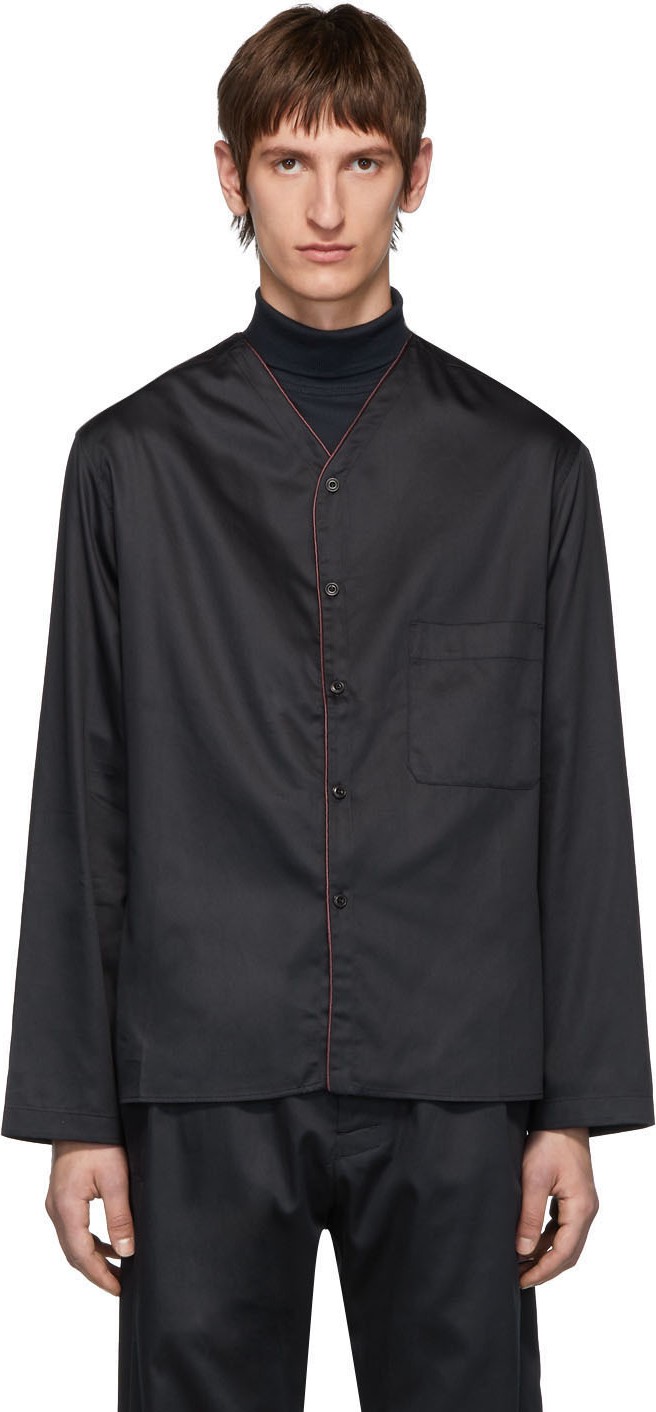 Lemaire Navy Sunspel Edition V-Neck Shirt