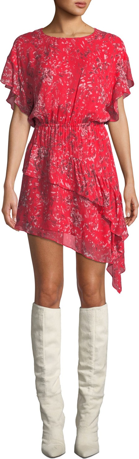 IRO Blame Printed Asymmetrical Short Dress