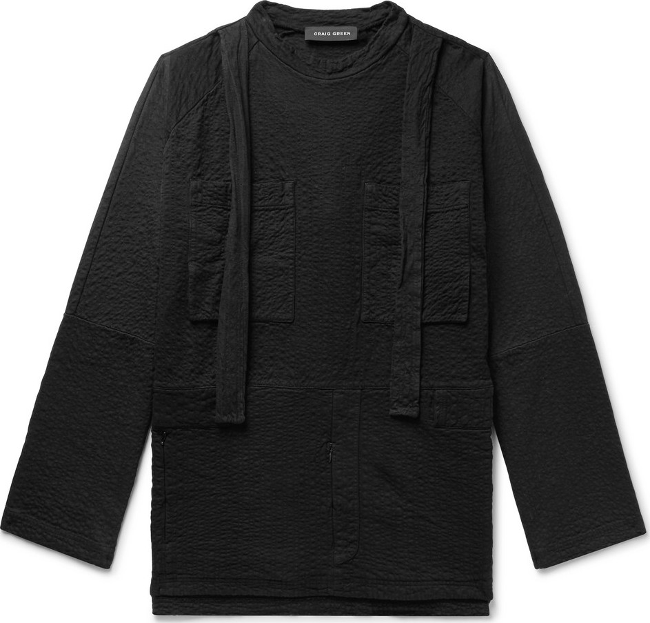 Craig Green Oversized Strap-Detailed Textured Cotton-Jersey Sweatshirt