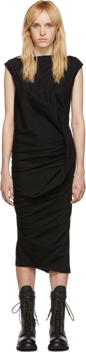 Rick Owens Black Sash Neck Dress