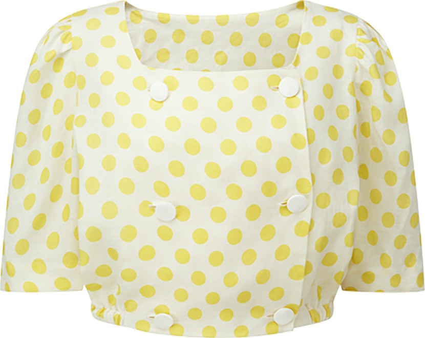 Lisa Marie Fernandez diana yellow polka dot linen top