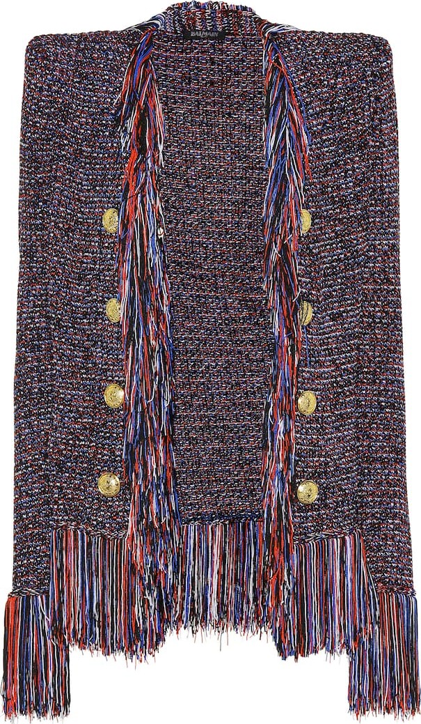 Balmain Fringe-trimmed bouclé jacket