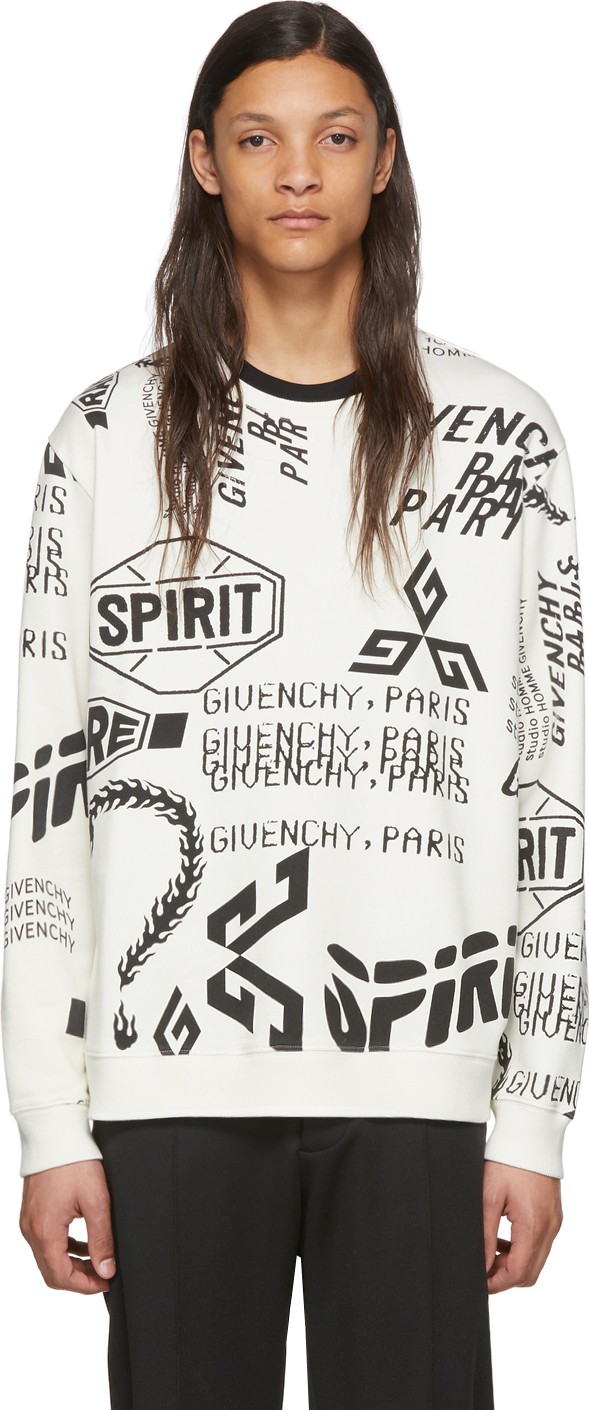 Givenchy Black & White Spirit Print Sweatshirt