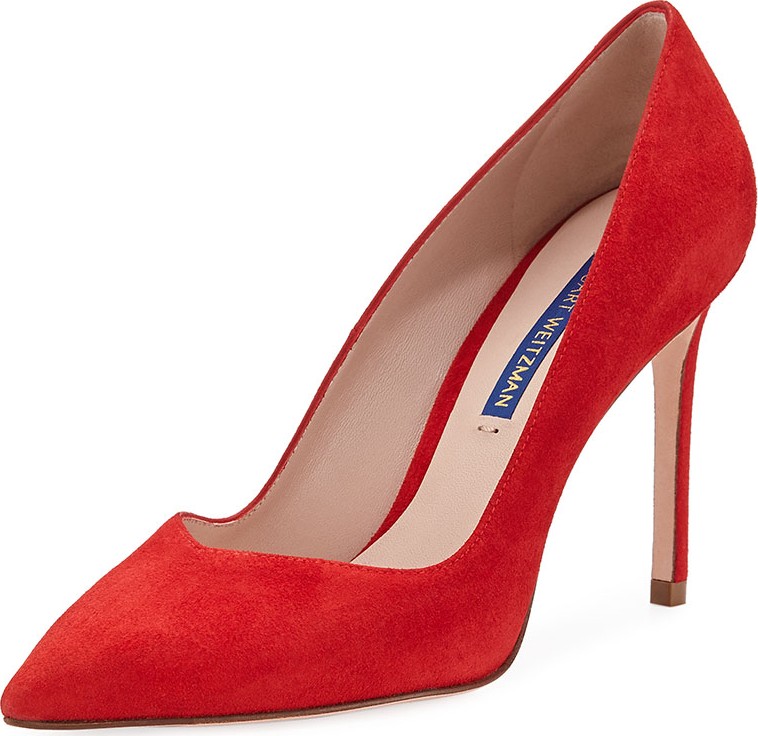 Stuart Weitzman Anny Suede Pointed-Toe Pumps
