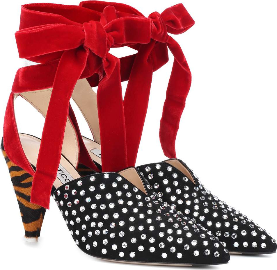 Attico Olivia embellished suede pumps