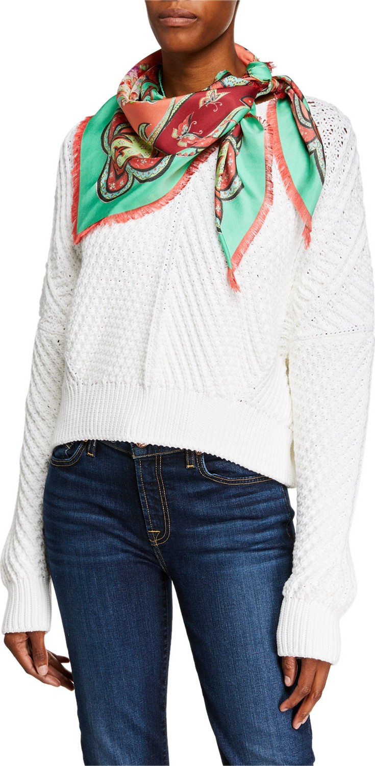 Etro Mini Floral Silk Triangle Scarf