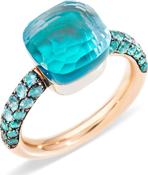 Pomellato NUDO 18k Rose Gold & White Gold Topaz/Agate Ring