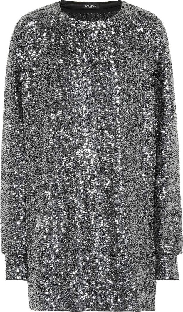 Balmain Sequinned metallic dress