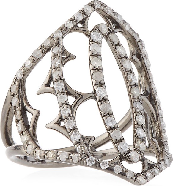 Loree Rodkin 18k White Gold Open Diamond Shield Ring