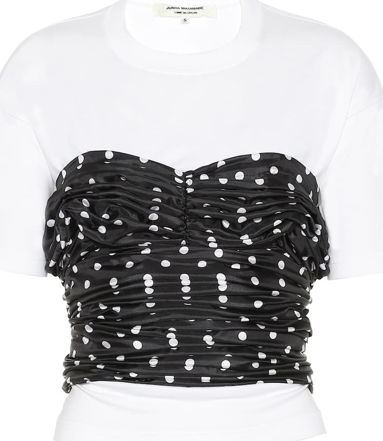 Junya Watanabe Dotted bustier cotton T-shirt