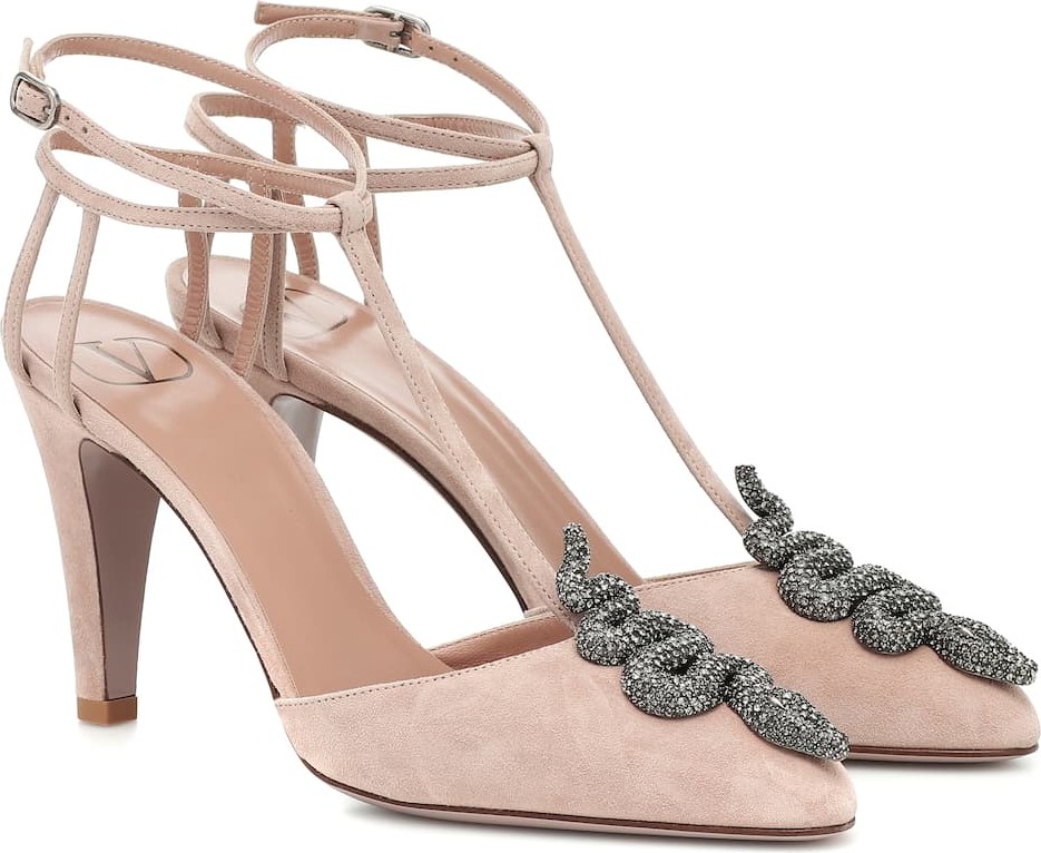 Valentino Valentino Garavani embellished suede pumps