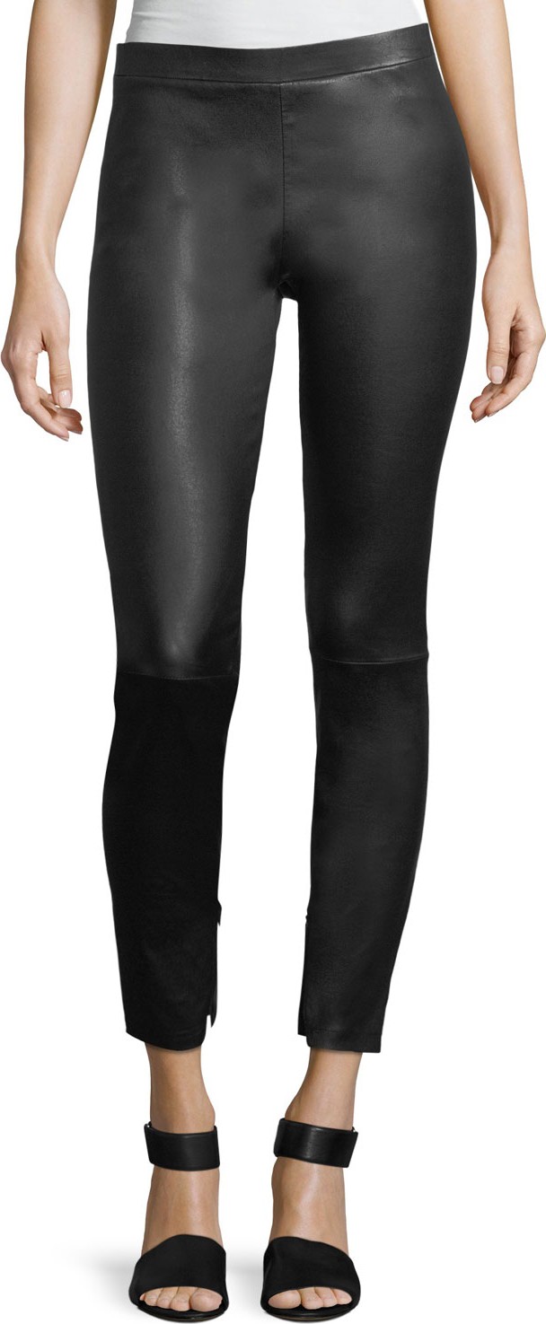 Vince Leather Zip-Cuffs Ankle Leggings