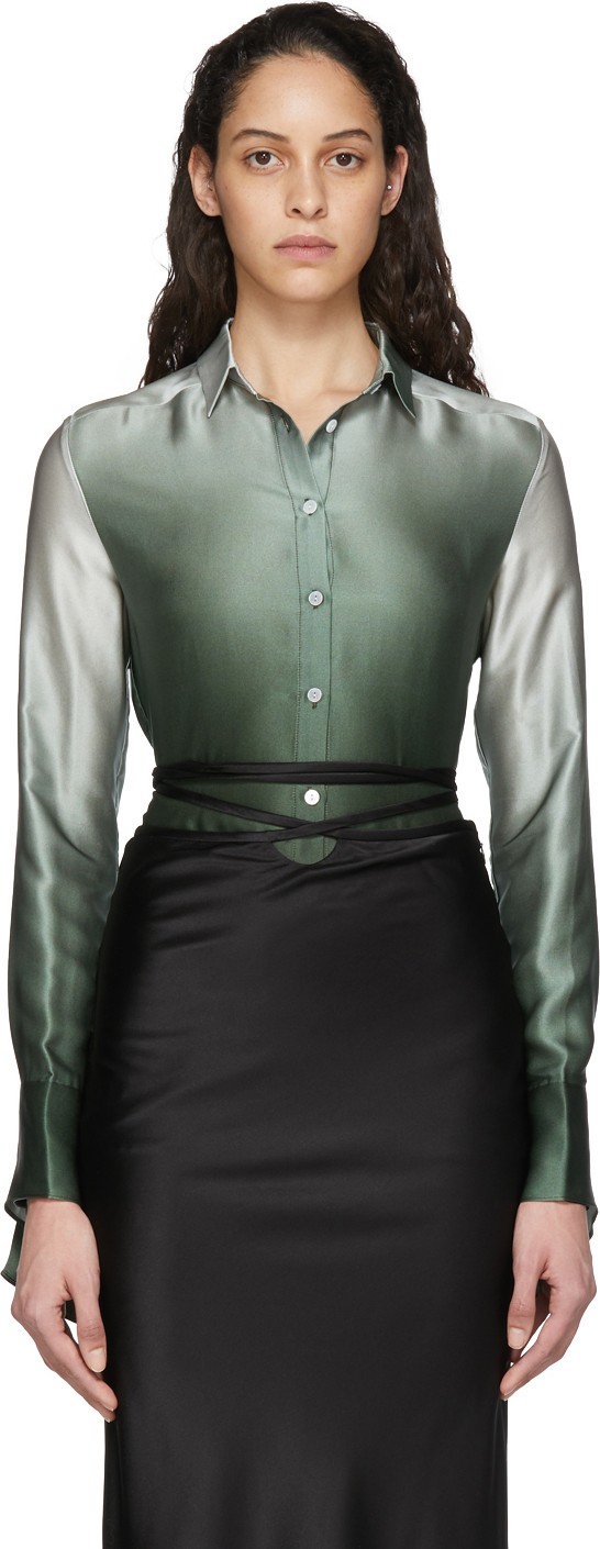 Christopher Esber Green Button-Up Slim Shirt