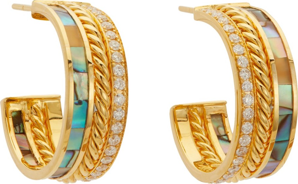 Patcharavipa 18kt gold, mother-of-pearl & diamond-pavé earrings
