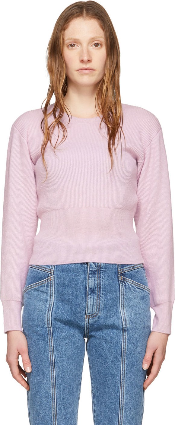 Stella McCartney Purple Cashmere Slashed Sleeve Crewneck Sweater