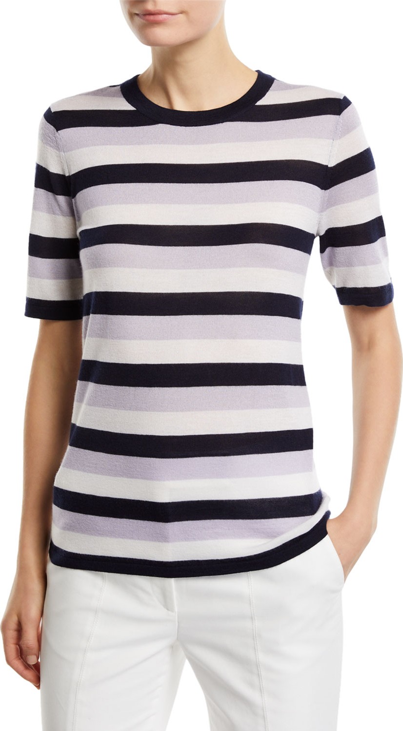 Gabriela Hearst Fergus Striped Cashmere/Silk Sweater Top