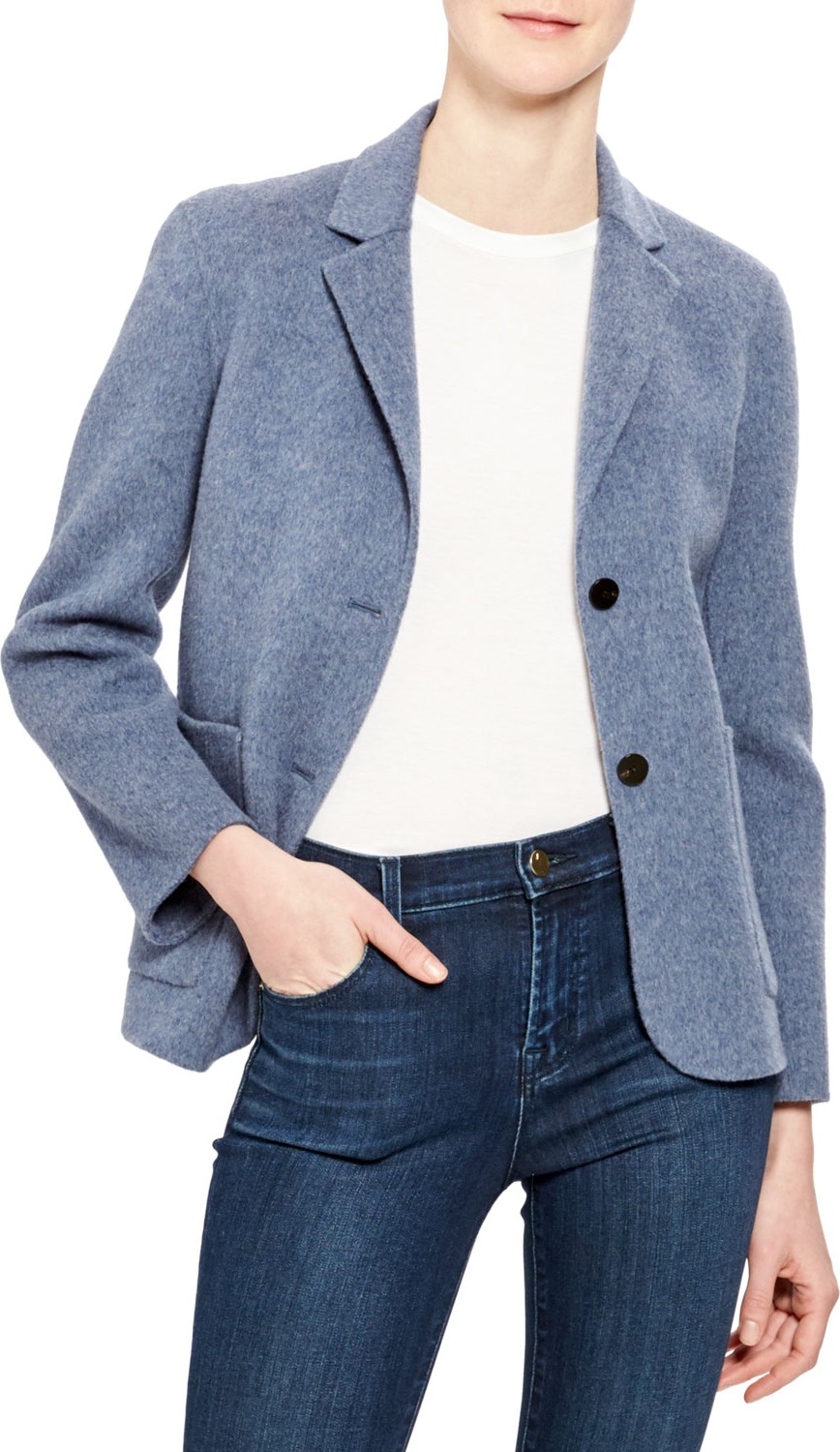 Theory Wool-Cashmere Shrunken Double-Face Two-Button Jacket