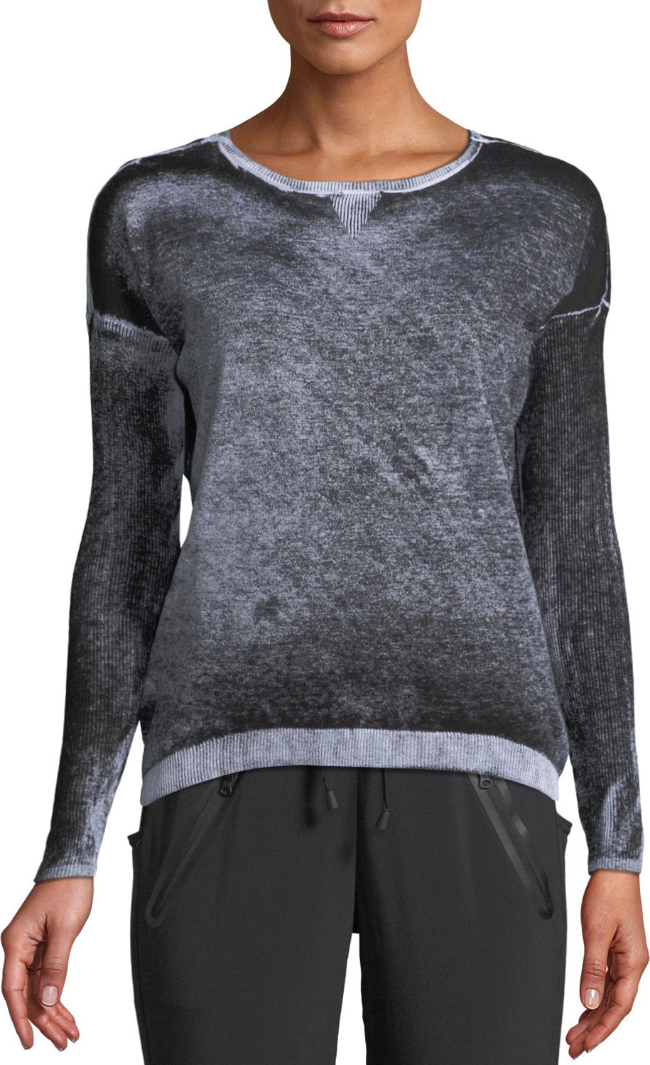 Blanc Noir Boyfriend Crewneck Long-Sleeve Pullover Sweater