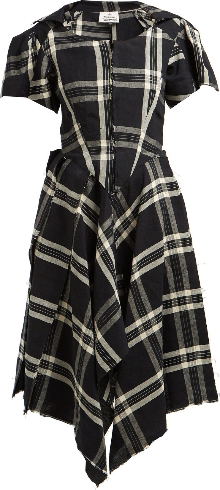 Vivienne Westwood Tartan asymmetric-hem linen dress