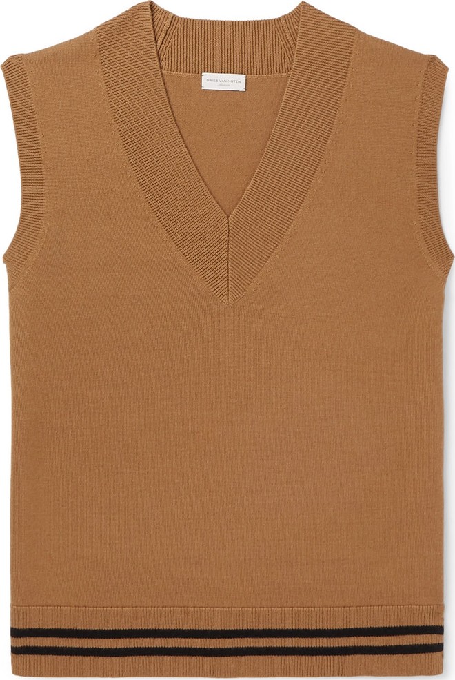 Dries Van Noten Striped Merino Wool Sweater Vest