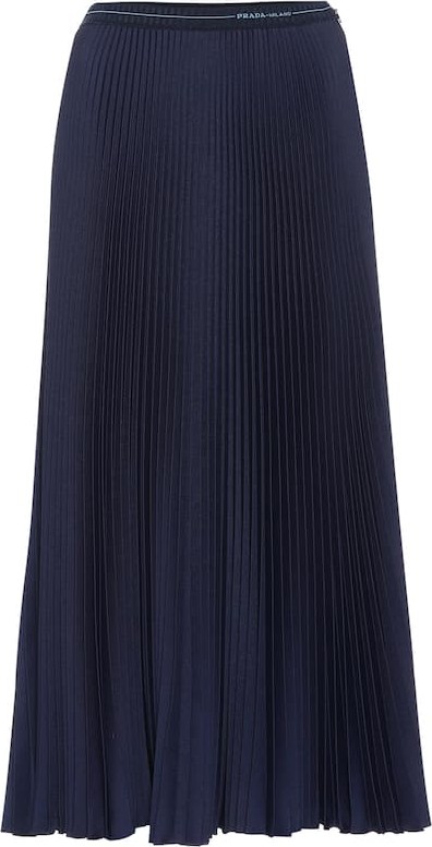 Prada Pleated twill midi skirt