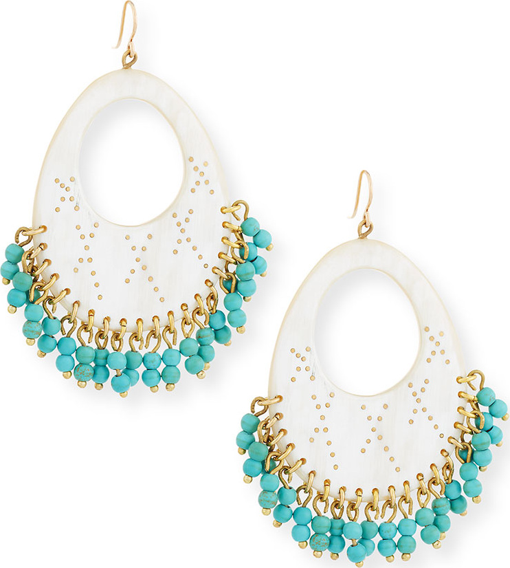 Ashley Pittman Vuka Turquoise Beaded Earrings, Light Horn
