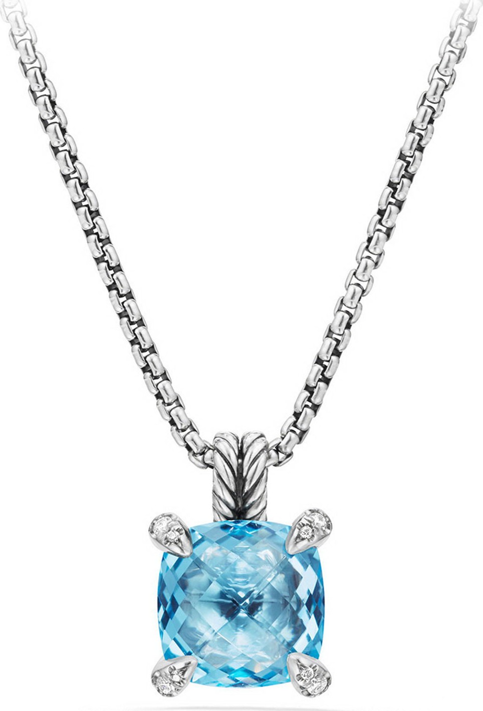 David Yurman 11mm Châtelaine Hampton Blue Topaz Pendant Necklace