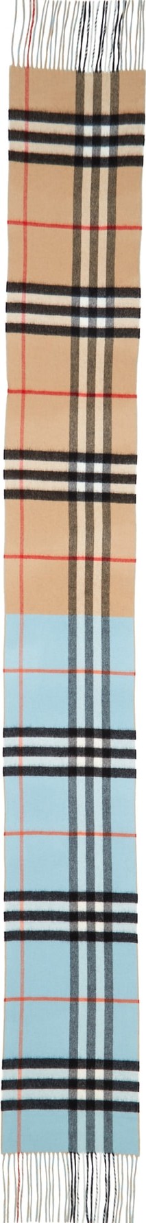 Burberry London England Reversible Giant Check Cashmere Scarf
