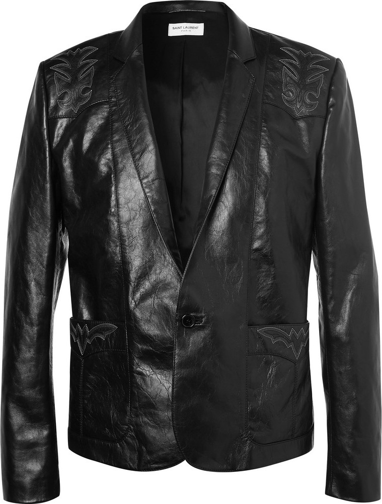 Saint Laurent Embroidered Leather Jacket