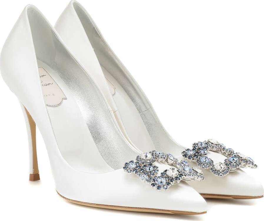 Roger Vivier Flower Strass satin pumps